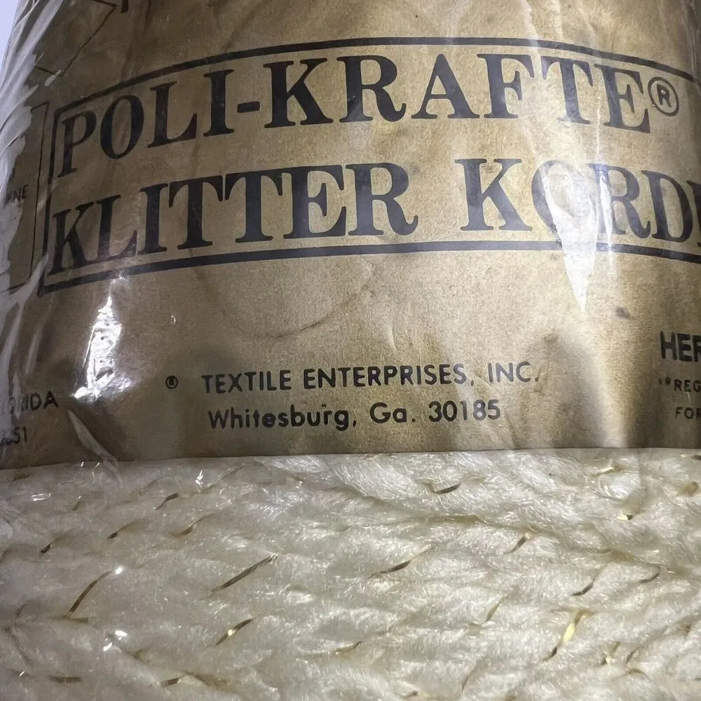 Poli Krafte Klitter Korde Herculon 6mm 100 Yards White Gold Macrame Knotting